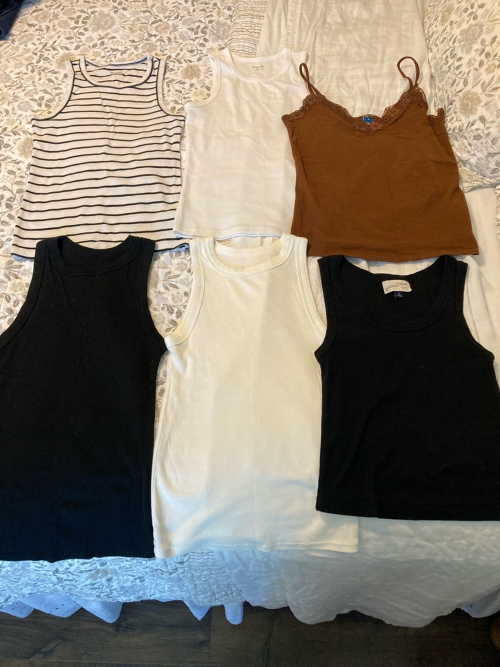 Mixed Tank Top Bundle - Black, White, Brown, Striped